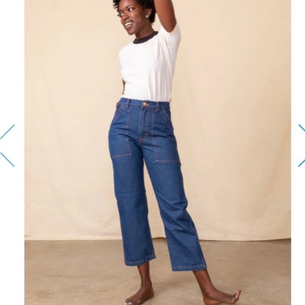 Big Bud Press Hi Waist Wide Leg Retro Blue Jeans sz 24